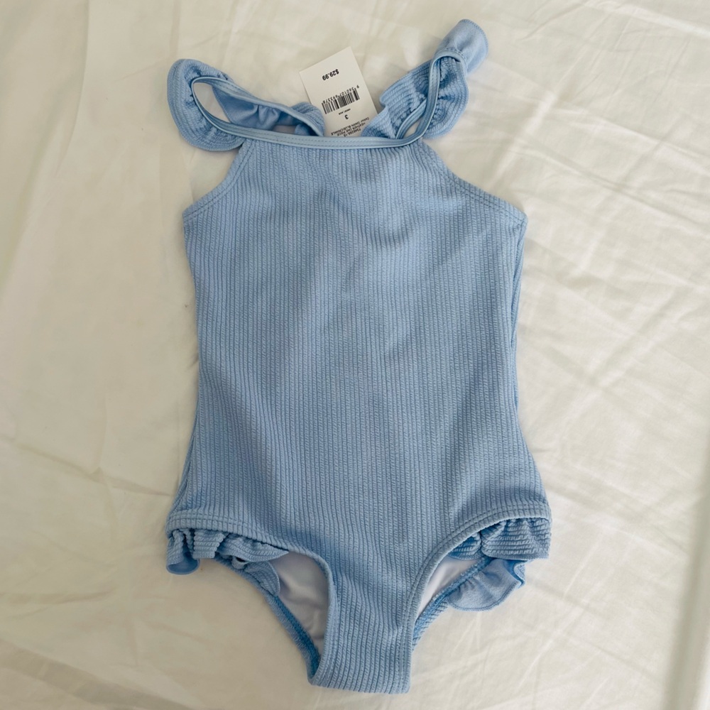 Cotton On Kids Light Blue Ribbed Swimsuit size 3
